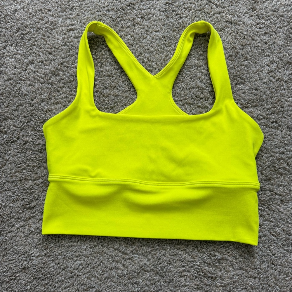 Vitality Neon Yellow Longline Sports Bra Crop Top Size Small